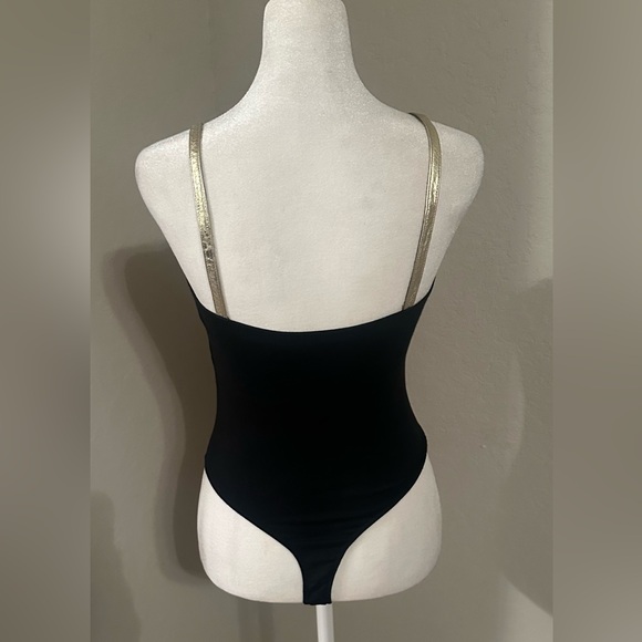 Vintage Cache Gold leather and black lycra body suit - Picture 3 of 6